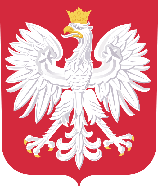 Biały orzeł na czerwonym tle