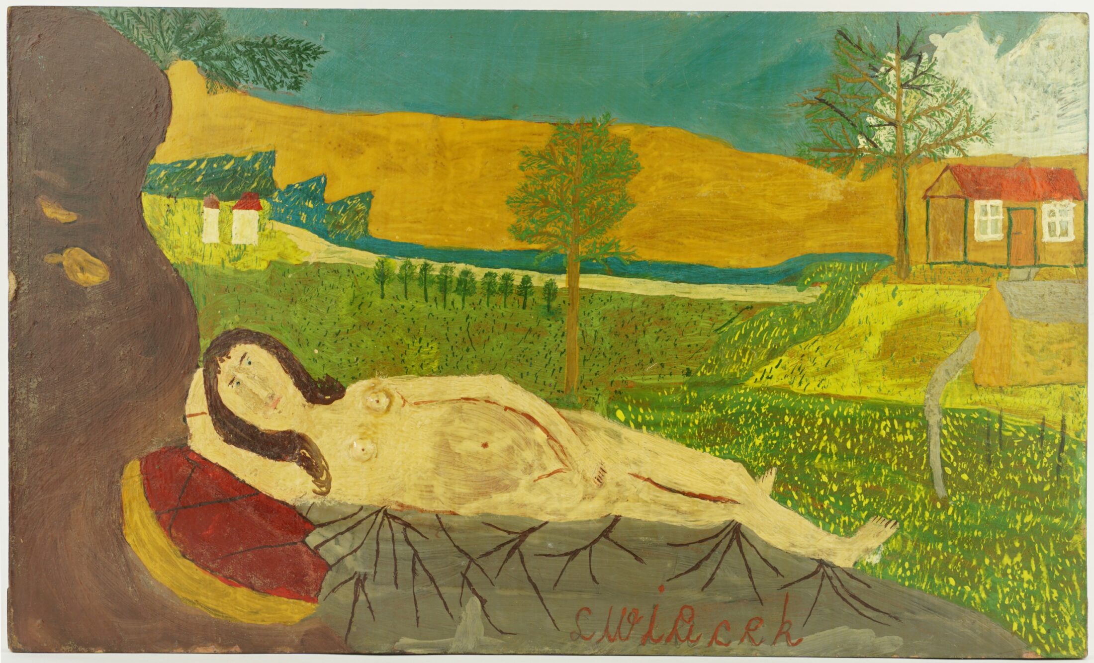 Naga kobieta leżąca na boku