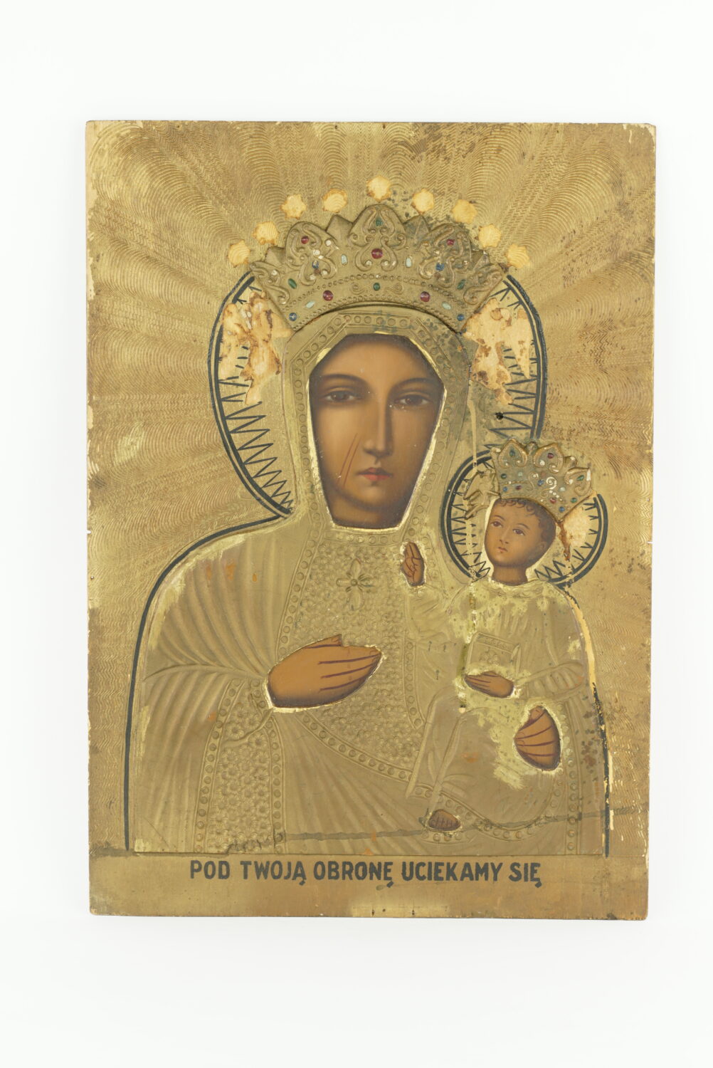 Obraz święty przedstawiający kobietę z dzieckiem na ręku