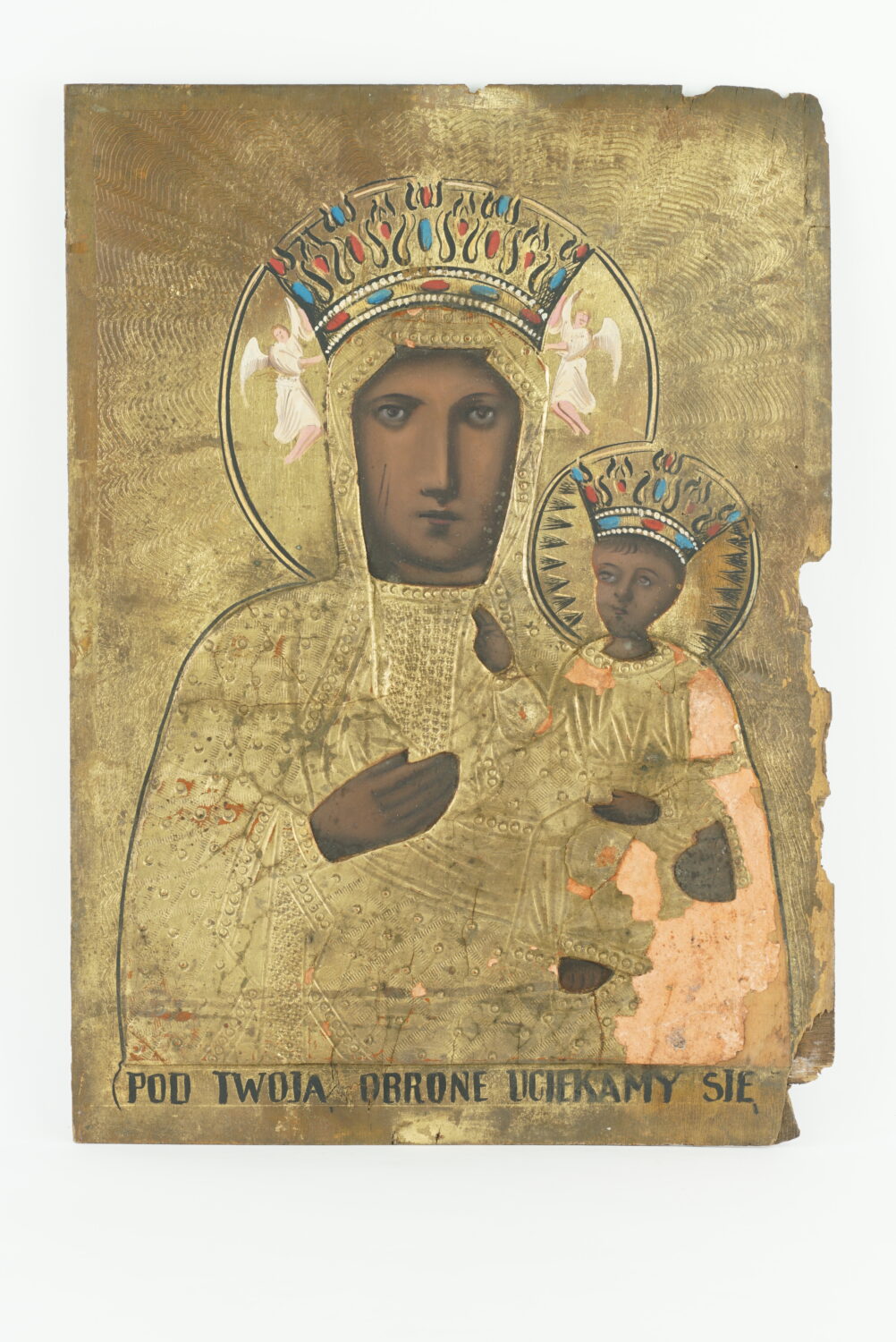 Obraz święty przedstawiający kobietę z dzieckiem na ręku