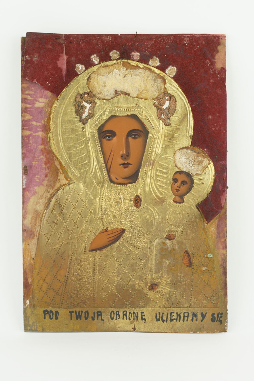 Obraz święty przedstawiający kobietę z dzieckiem na ręku