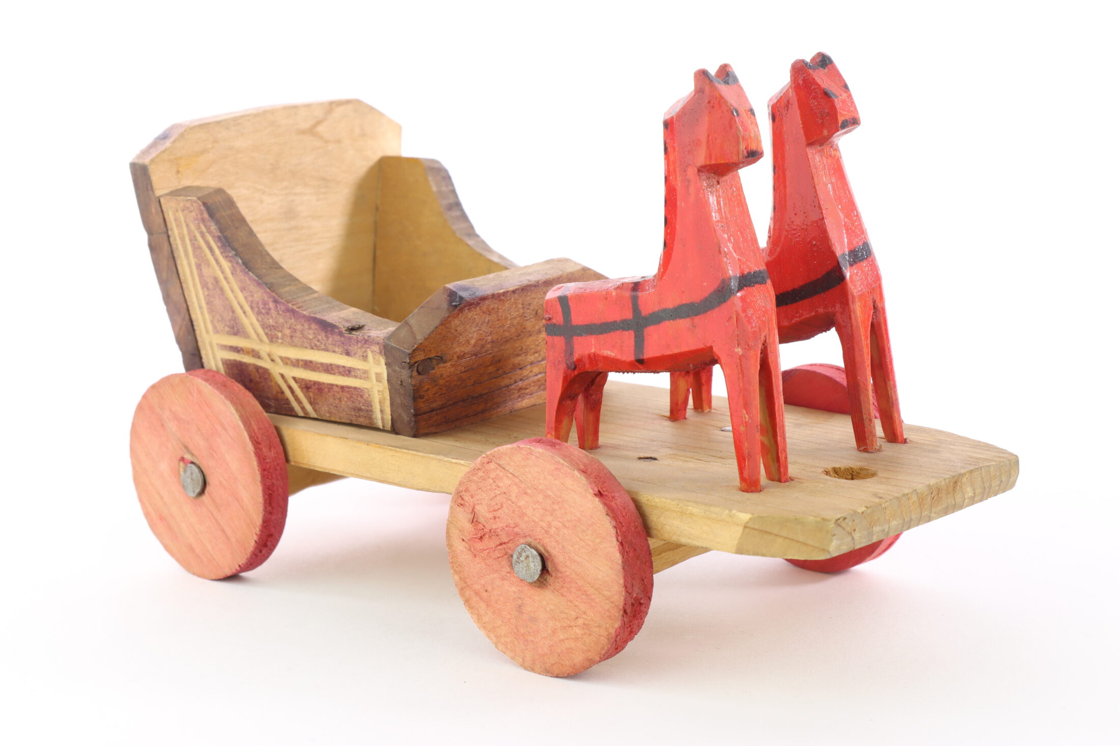 Zabawka bryczka z konikami