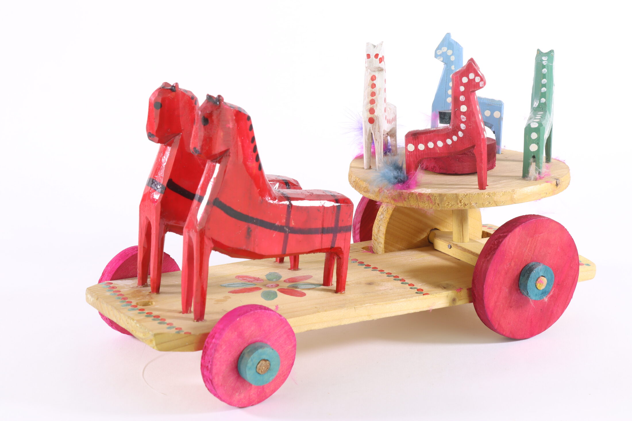 Zabawka bryczka z konikami